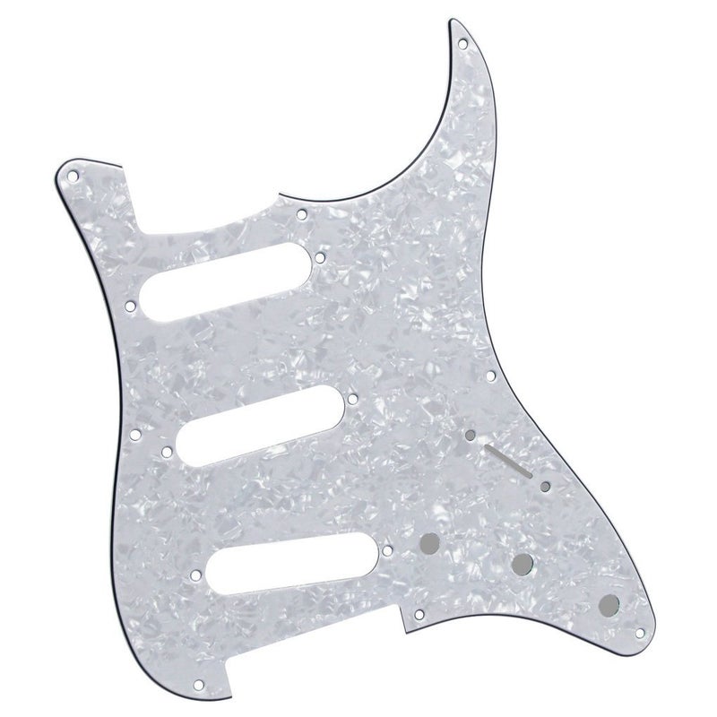 FLEOR SSS 8 Hole ST Guitar Pickguard Backplate Tremolo Cavity Cover with Screw for Vintage ST Style Guitar Parts, 4Ply White Pearl - Image 4